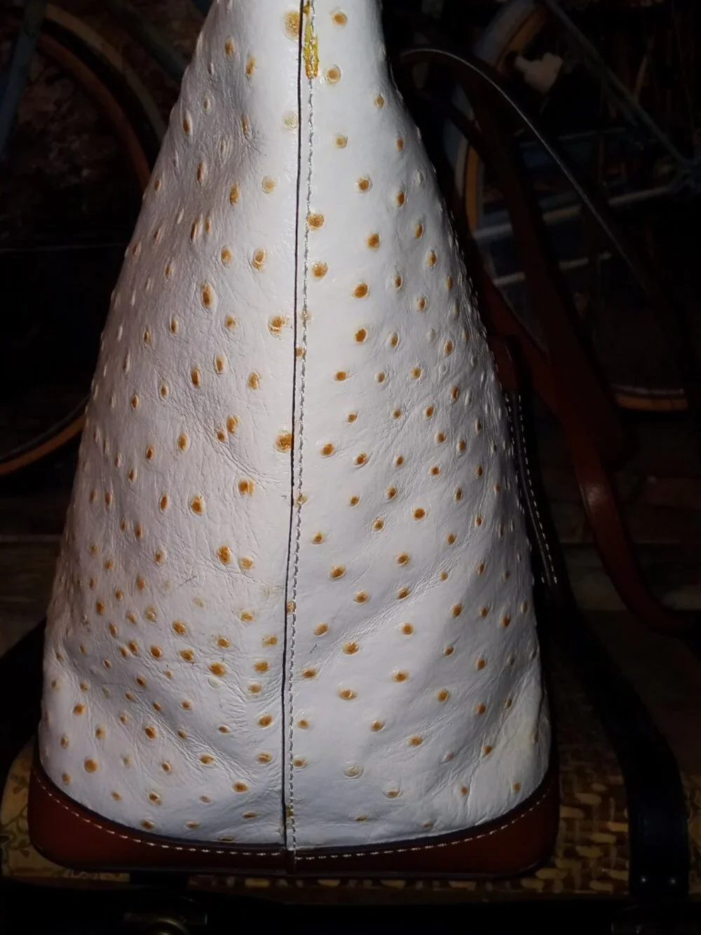 Dooney & Bourke Bostrom Large Cream Ostrich Embossed Leather Tote